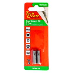 TORK CRAFT Torx Tx 35 Classic Insert Bit 25mm 2pc Carded
